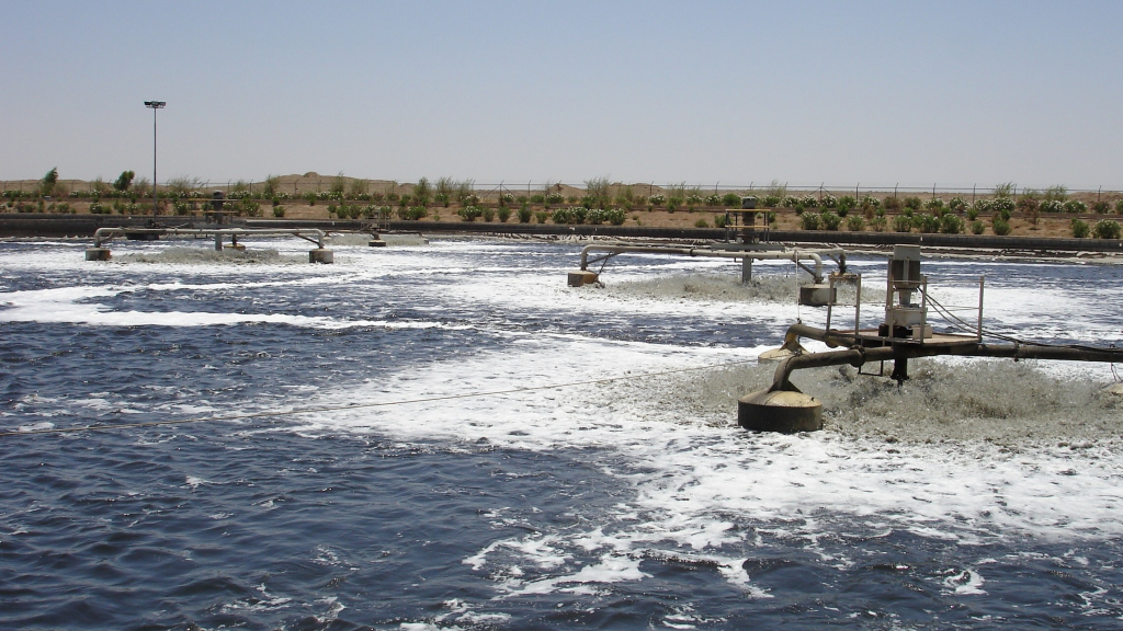 Physical and Biological aerated lagoon municipal wastewater treatment